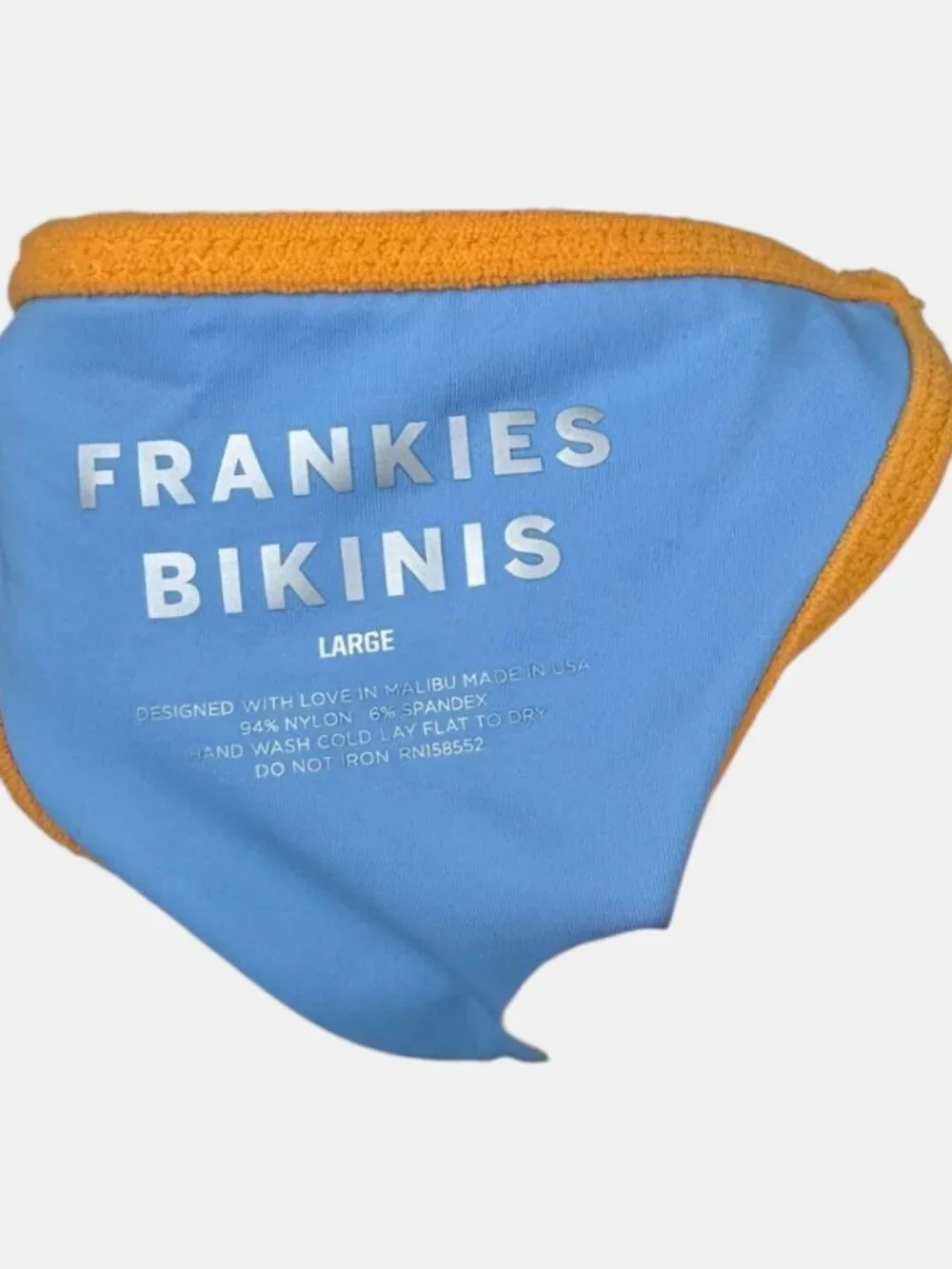 Frankies Bikinis Harmony Thong Bikini Bottom - Bluebird - Blue & Orange - Large